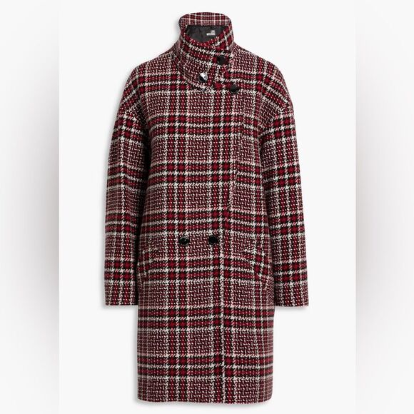 Love Moschino Double Breasted Wool Blend Coat in Check Tweed NWT Size 40 - Picture 4 of 12